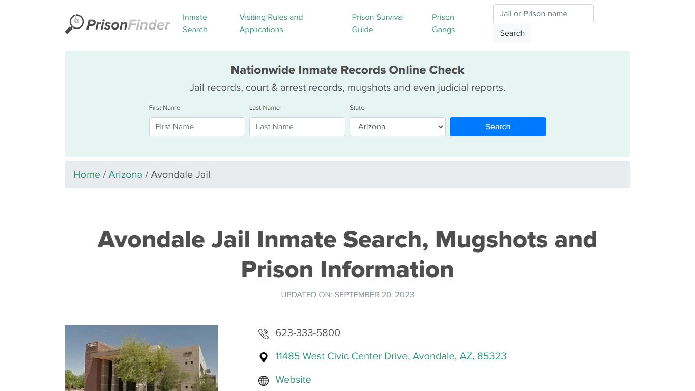 Avondale Jail Inmate Search, Mugshots and Prison Information